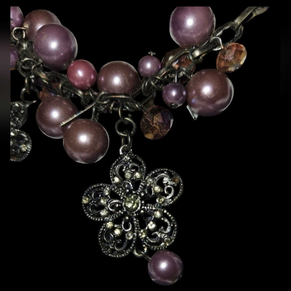 Y2K Chunky Purple Flower Necklace
